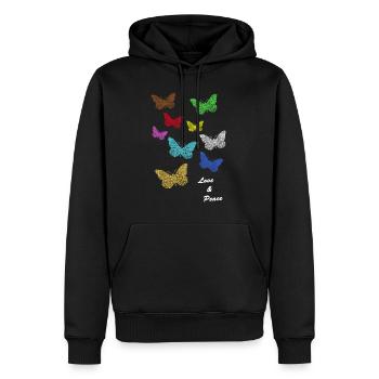 Bunte Schmetterlinge butterflies - Männer Premium Bio Hoodie - Schwarz - Vorne - Nico (187cm)