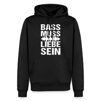 Bass Muss Liebe Sein Techno Musik - Männer Premium Bio Hoodie - Schwarz - Vorne - Nico (187cm)