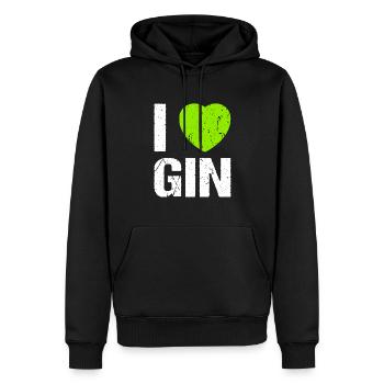 J’adore Gin Heart Gin Lovers - Sweat à capuche Premium bio Homme - noir - Devant - Nico (187cm)