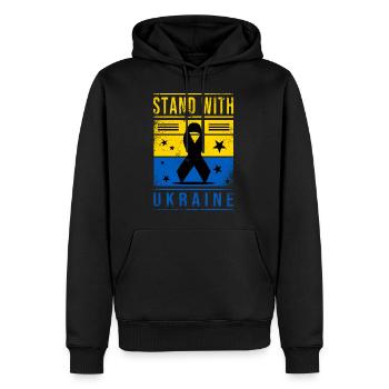 Drapeau de l’Ukraine avec signe de paix - Sweat à capuche Premium bio Homme - noir - Devant - Nico (187cm)