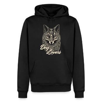 amoureux des chiens, illustration, Dog Lovers. - Sweat à capuche Premium bio Homme - noir - Devant - Nico (187cm)