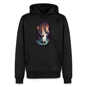 Mystischer Wald Surreal Wanderer Trend - Männer Premium Bio Hoodie - Schwarz - Vorne - Nico (187cm)