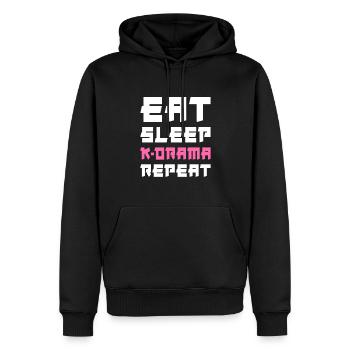 Manger dormir K-Drama Répéter - Sweat à capuche Premium bio Homme - noir - Devant - Nico (187cm)