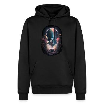 Un astronaute regarde les étoiles Surreal Sci-Fi Space - Sweat à capuche Premium bio Homme - noir - Devant - Nico (187cm)