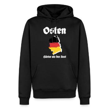 Osten Härter als der Rest DDR Ossi - Männer Premium Bio Hoodie - Schwarz - Vorne - Nico (187cm)