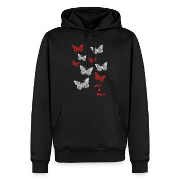 Schmetterlinge butterflies love and peace - Männer Premium Bio Hoodie - Schwarz - Vorne - Nico (187cm)