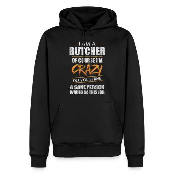 Boucherie grillade abattoir - Sweat à capuche Premium bio Homme - noir - Devant - Nico (187cm)
