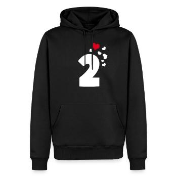 2 Herzen 2. Geburtstag - Männer Premium Bio Hoodie - Schwarz - Vorne - Nico (187cm)