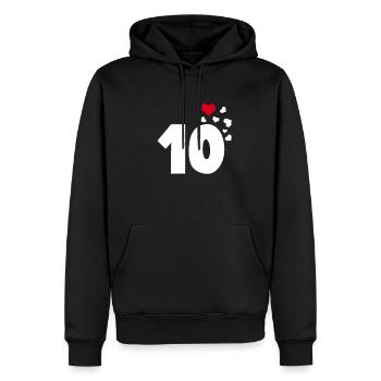 10 Herzen 10. Geburtstag - Männer Premium Bio Hoodie - Schwarz - Vorne - Nico (187cm)
