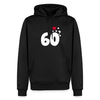 60 cœurs 60e anniversaire - Sweat à capuche Premium bio Homme - noir - Devant - Nico (187cm)