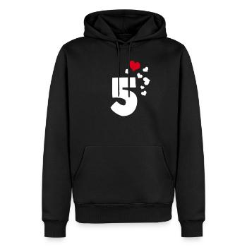5 Herzen 5. Geburtstag - Männer Premium Bio Hoodie - Schwarz - Vorne - Nico (187cm)