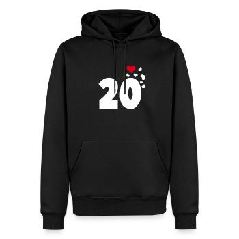 20 Herzen 20. Geburtstag - Männer Premium Bio Hoodie - Schwarz - Vorne - Nico (187cm)