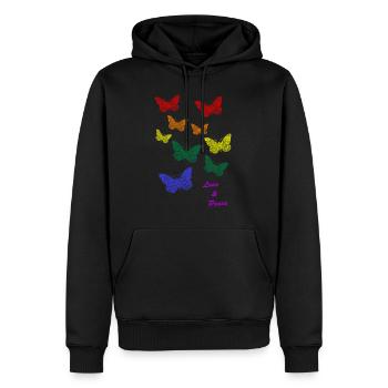 lgbtq butterflies Pride love and peace - Männer Premium Bio Hoodie - Schwarz - Vorne - Nico (187cm)