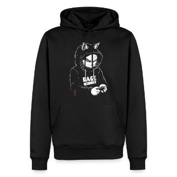 Hoodie Cat - Männer Premium Bio Hoodie - Schwarz - Vorne - Nico (187cm)