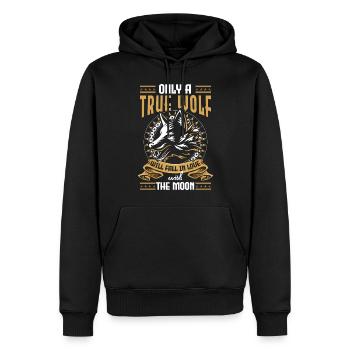 Wölfe Hund Mystik Vollmond - Männer Premium Bio Hoodie - Schwarz - Vorne - Nico (187cm)