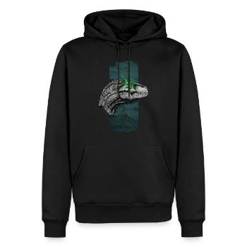Glühender Raptor: Der glühende Blick - Männer Premium Bio Hoodie - Schwarz - Vorne - Nico (187cm)