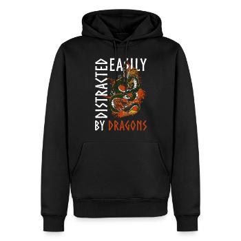 Dragon Mythologie Livres Créature - Sweat à capuche Premium bio Homme - noir - Devant - Nico (187cm)