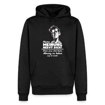 My opinion annoys you? - Men’s Premium Organic Hoodie - black - Front - Nico (187cm)