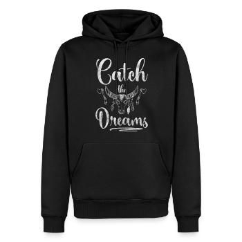 Rêves Souhaits Ésotérisme Sommeil - Sweat à capuche Premium bio Homme - noir - Devant - Nico (187cm)