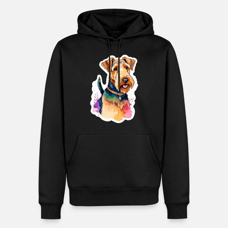 Airedale Terrier Wasserfarben - Männer Premium Bio Hoodie - Schwarz