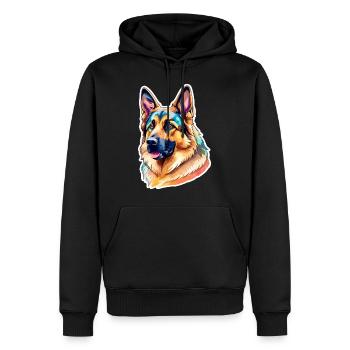 Deutscher Schäferhund Wasserfarben - Männer Premium Bio Hoodie - Schwarz - Vorne - Nico (187cm)