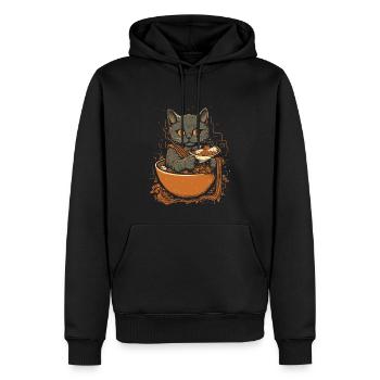 Chaton chaton Chat Japonais Ramen Chat - Sweat à capuche Premium bio Homme - noir - Devant - Nico (187cm)