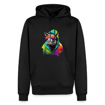 Hippo Nilpferd mit Sonnenbrille Flusspferd Afrika - Männer Premium Bio Hoodie - Schwarz - Vorne - Nico (187cm)