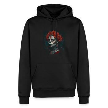 Santa Muerte mexikanische Frau Schädel Design - Männer Premium Bio Hoodie - Schwarz - Vorne - Nico (187cm)