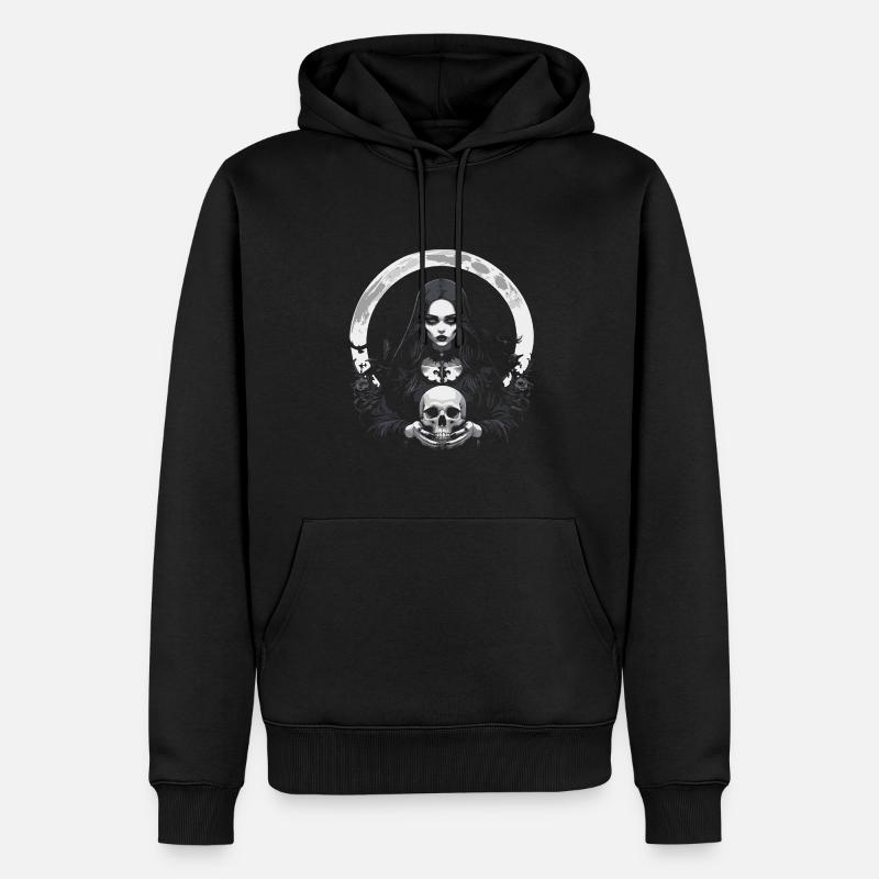 Gothic-Mädchen mit Totenkopf-Design - Männer Premium Bio Hoodie - Schwarz