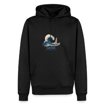 Le surf est ma vague de vie – Surfer & Ocean - Sweat à capuche Premium bio Homme - noir - Devant - Nico (187cm)