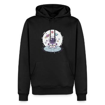 cat astronaut, galaxy cat - Männer Premium Bio Hoodie - Schwarz - Vorne - Nico (187cm)