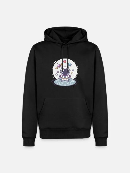 cat astronaut, galaxy cat - Männer Premium Bio Hoodie - Schwarz