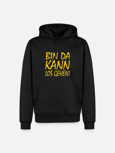 Bin da kann losgehen - Männer Premium Bio Hoodie - Schwarz