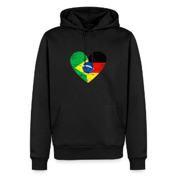 Brazil Germany Heart - Men’s Premium Organic Hoodie - black - Front - Nico (187cm)