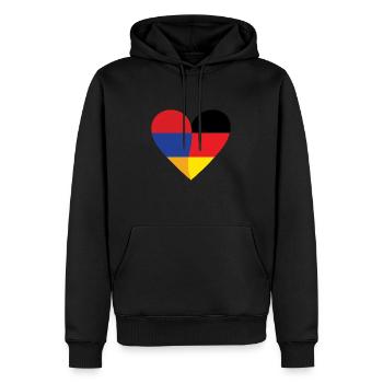Arménie Allemagne Cœur - Sweat à capuche Premium bio Homme - noir - Devant - Nico (187cm)