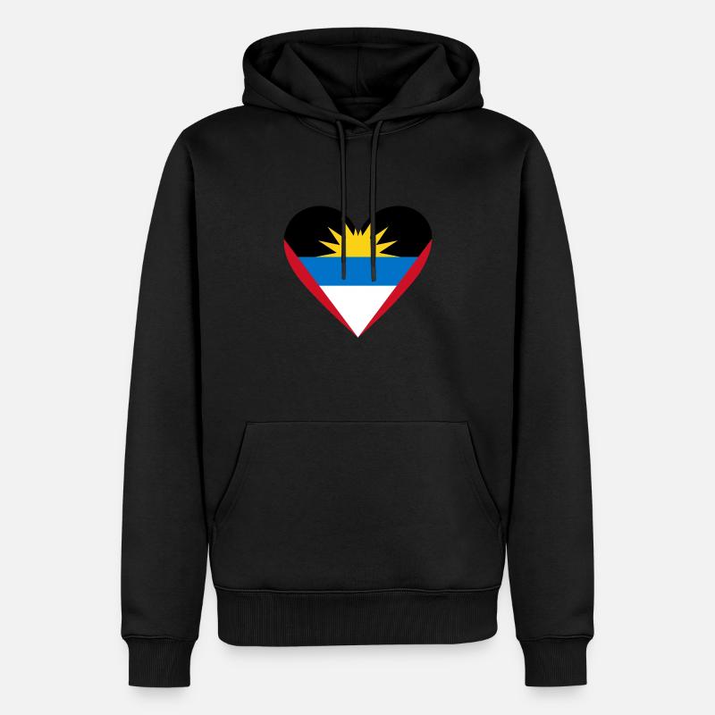 Cœur d’Antigua-et-Barbuda - Sweat à capuche Premium bio Homme - noir