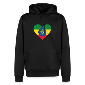 Ethiopia Heart - Men’s Premium Organic Hoodie - black - Front - Nico (187cm)