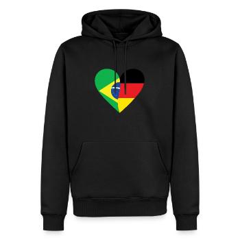 Brésil Allemagne Cœur - Sweat à capuche Premium bio Homme - noir - Devant - Nico (187cm)