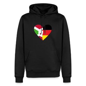 Burundi Allemagne Cœur - Sweat à capuche Premium bio Homme - noir - Devant - Nico (187cm)