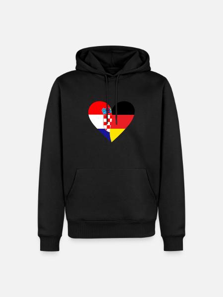 Croatia Germany Heart - Men’s Premium Organic Hoodie - black