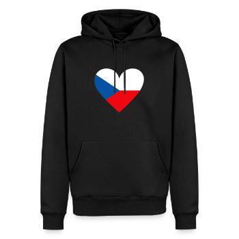 République tchèque Cœur - Sweat à capuche Premium bio Homme - noir - Devant - Nico (187cm)