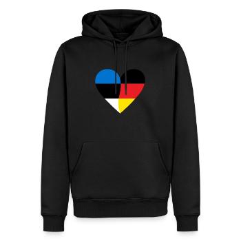 Estonie Allemagne Cœur - Sweat à capuche Premium bio Homme - noir - Devant - Nico (187cm)