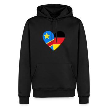 République démocratique du Congo Allemagne Cœur - Sweat à capuche Premium bio Homme - noir - Devant - Nico (187cm)