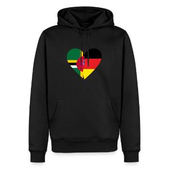 Dominica Germany Heart - Männer Premium Bio Hoodie - Schwarz - Vorne - Nico (187cm)