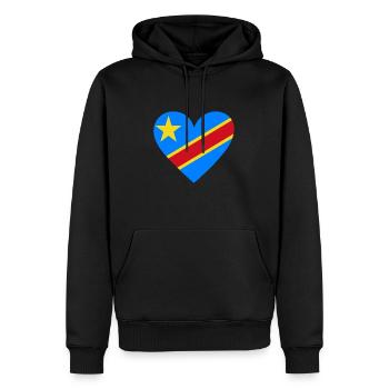 République démocratique du Congo Cœur - Sweat à capuche Premium bio Homme - noir - Devant - Nico (187cm)