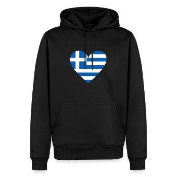 Grèce Cœur - Sweat à capuche Premium bio Homme - noir - Devant - Nico (187cm)