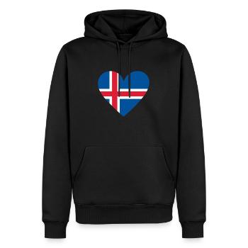 Islande Cœur - Sweat à capuche Premium bio Homme - noir - Devant - Nico (187cm)