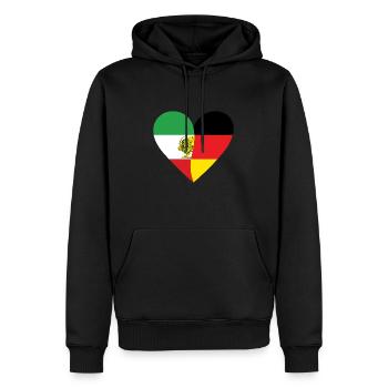 Iran Germany Heart - Männer Premium Bio Hoodie - Schwarz - Vorne - Nico (187cm)