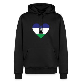 Cœur du Lesotho - Sweat à capuche Premium bio Homme - noir - Devant - Nico (187cm)
