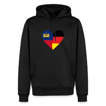 Liechtenstein Germany Heart - Männer Premium Bio Hoodie - Schwarz - Vorne - Nico (187cm)